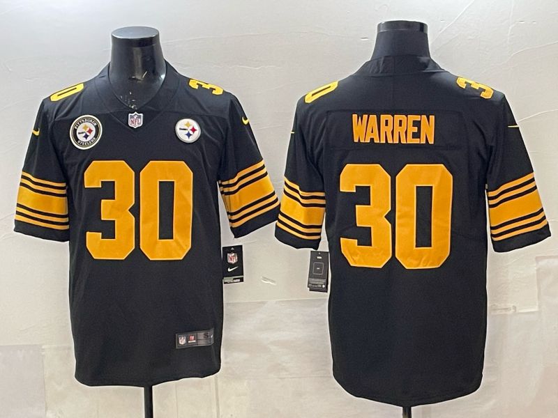 Men 2025 Nike Pittsburgh Steelers #30 Warren Black Limited NFL Jersey 005->los angeles dodgers->MLB Jersey